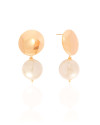 Brinco Redondo Liso Pérola 4.5 cm Banhado a Ouro 18K