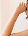 Bracelete Folhas Cristal Ródio Branco
