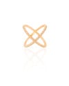 Anel em X Cravejado Cristal Tamanho 19 Banhado a Ouro 18K
