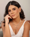 Choker Flores Bolinhas Ródio Branco