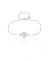 Pulseira Elos Trevo Cristal Ródio Branco