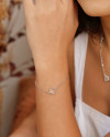 Pulseira Elos Trevo Cristal Ródio Branco