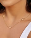 Gargantilha Elos Trevos Cristal Banhado a Ouro 18K - 45 cm