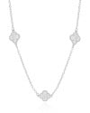 Gargantilha Elos Trevos Cristal Ródio Branco - 45 cm