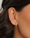 Brinco Argola Click Estrelas Cravejada Cristal 1.4 cm Banhado a Ouro 18K