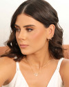 Brinco Argola Click Estrelas Cravejada Cristal 1.7 cm Banhado a Ouro 18K