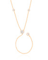 Gargantilha Gravata Elos Pontos de Luz Cristal Banhado a Ouro 18K - 50 cm