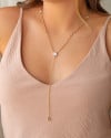 Gargantilha Gravata Elos Pontos de Luz Cristal Banhado a Ouro 18K - 50 cm