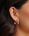 Brinco Argola Click Flor Cravejada Cristal 2.2 cm Banhado a Ouro 18K