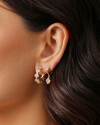 Brinco Argola Flores Cravejadas Cristal 2.1 cm Banhado a Ouro 18K