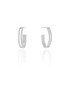 Brinco Argola Elíptica Vazada 2.4 cm Ródio Branco