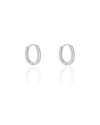 Brinco Argola Click Oval Lisa 1.5 cm Ródio Branco