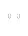 Brinco Argola Click Oval Lisa 1.4 cm Ródio Branco