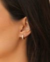 Brinco Argola Click Cravejada Cristal 1.2 cm Banhado a Ouro 18K