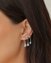 Brinco Argola Click Gota Cristal 2.4 cm Ródio Branco