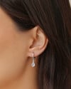 Brinco Argola Click Gota Cristal 2.4 cm Ródio Branco