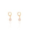 Brinco Argola Click Gota Cristal 2.5 cm Banhado a Ouro 18K