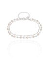 Pulseira Dupla Elos Pérolas Ródio Branco
