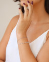 Pulseira Dupla Elos Pérolas Ródio Branco