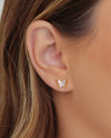 Brinco Borboleta Cravejado Cristal 8 mm Banhado a Ouro 18K