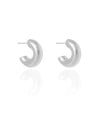 Brinco Argola Tubo Lisa ABS 2.1 cm Ródio Branco