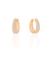 Brinco Argola Click Oval Cravejada Cristal 2.4 cm Banhado a Ouro 18K
