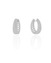 Brinco Argola Click Oval Cravejada Cristal 2.4 cm Ródio Branco