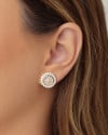 Brinco Redondo Baguetes Cravejado Cristal 1.4 cm Banhado a Ouro 18K