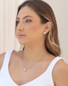 Gargantilha Veneziana Redondo Cravejado Cristal Ródio Branco - 45 cm