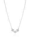 Gargantilha Veneziana Trevos Cravejados Cristal Ródio Branco - 50 cm