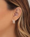 Brinco Argola Click Detalhada Baguetes Cristal 1.5 cm Banhado a Ouro 18K