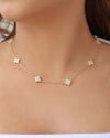 Gargantilha Elos Trevos Cravejados Cristal Banhado a Ouro 18K - 45 cm