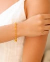 Pulseira Pontos de Luz Morganita 7 mm Banhado a Ouro 18K