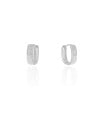 Brinco Argola Click Oval Baguete Cristal 1.5 cm Ródio Branco