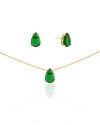 Conjunto Gota Esmeralda Banhado a Ouro 18K