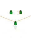 Conjunto Gota Esmeralda Banhado a Ouro 18K