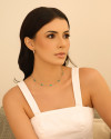 Choker Pontos de Luz Topázio Azul 6 mm Ródio Branco