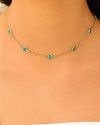 Choker Pontos de Luz Topázio Azul 6 mm Ródio Branco