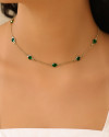 Choker Pontos de Luz Esmeralda 6 mm Ródio Branco