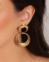 Brinco Argola Frontal Dupla Lisa 5.4 cm Banhado a Ouro 18K