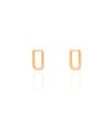 Brinco Argola Click Retangular Lisa 1.4 cm Banhado a Ouro 18K