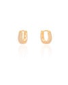 Brinco Argola Click em U Cravejada Cristal 1.6 cm Banhado a Ouro 18K