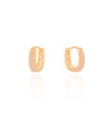 Brinco Argola Click em U Cravejada Cristal 1.8 cm Banhado a Ouro 18K