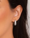 Brinco Argola Click em U Cravejada Cristal 1.8 cm Ródio Branco