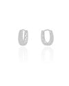 Brinco Argola Click em U Cravejada Cristal 1.8 cm Ródio Branco