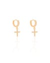 Brinco Argola Click Cruz Cravejado Cristal 2.6 cm Banhado a Ouro 18K