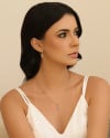 Gargantilha Veneziana Cruz Coração Cravejado Cristal Ródio Branco - 45 cm