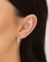 Brinco Argola Click Retangular Cravejado Cristal 1.6 cm Banhado a Ouro 18K