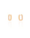 Brinco Argola Click Retangular Cravejado Cristal 1.6 cm Banhado a Ouro 18K