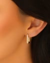 Brinco Argola Click Retangular Cravejado Cristal 1.8 cm Banhado a Ouro 18K